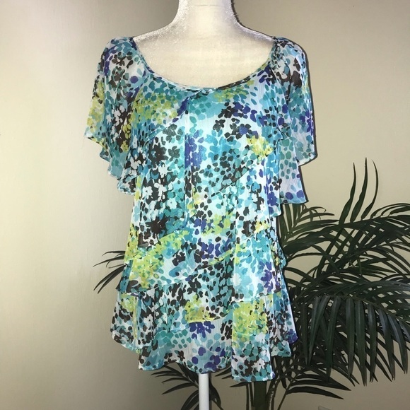 Fred David Tops - Fred David Crossed Tiered Ruffled Top LP